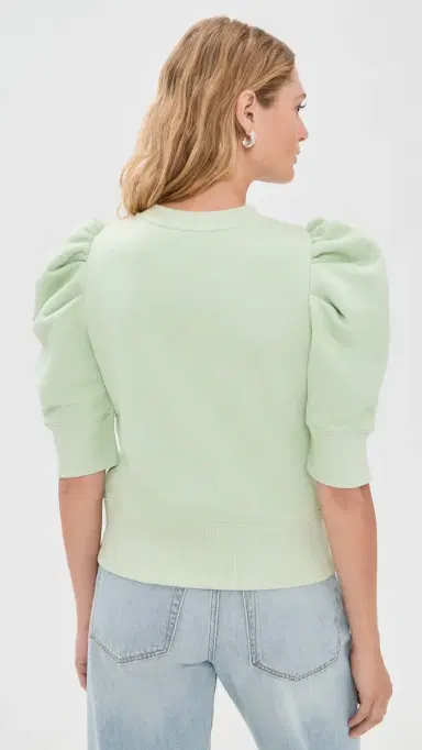 Alice + Olivia Tyler Draped Puff Sleeve Crew Neck Top Light age | Thumbnail 4 Alice + Olivia Tyler Draped Puff Sleeve Crew Neck Top Light age | Thumbnail 4