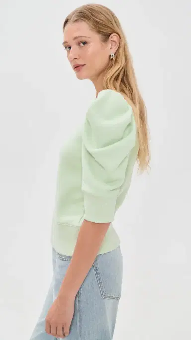 Alice + Olivia Tyler Draped Puff Sleeve Crew Neck Top Light age | Thumbnail 5 Alice + Olivia Tyler Draped Puff Sleeve Crew Neck Top Light age | Thumbnail 5