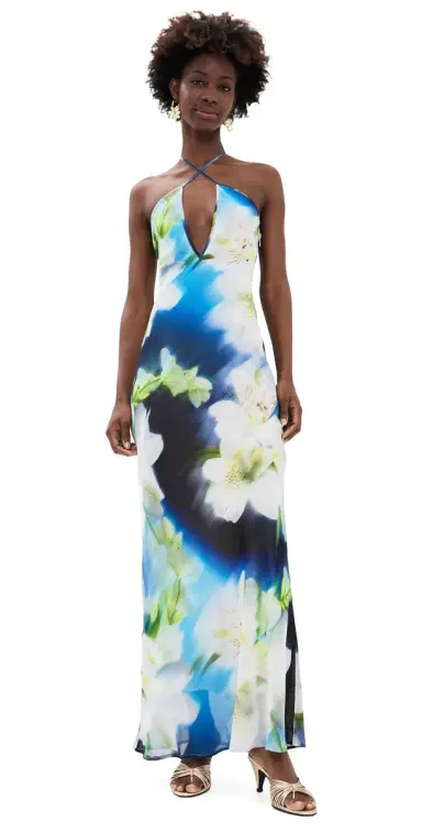 Runaway the Label irae Cross Front Maxi Dress Water Lily Blue | Thumbnail 1 Runaway the Label irae Cross Front Maxi Dress Water Lily Blue | Thumbnail 1