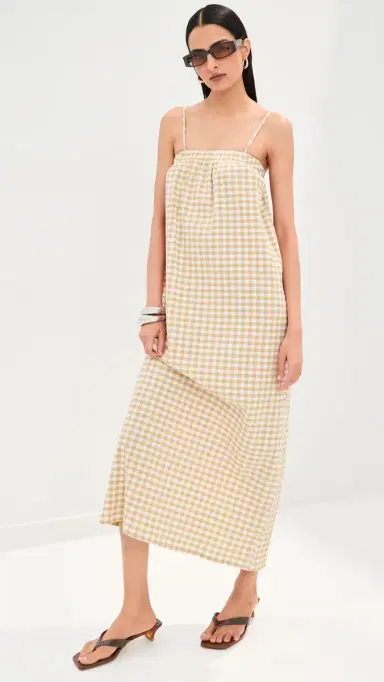 LE BOP Camille Maxi Dress Khaki Check | Thumbnail 2 LE BOP Camille Maxi Dress Khaki Check | Thumbnail 2