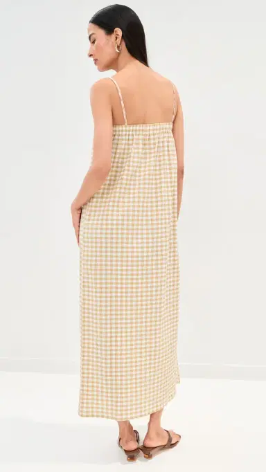 LE BOP Camille Maxi Dress Khaki Check | Thumbnail 3 LE BOP Camille Maxi Dress Khaki Check | Thumbnail 3