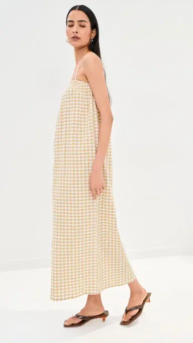LE BOP Camille Maxi Dress Khaki Check | Thumbnail 4 LE BOP Camille Maxi Dress Khaki Check | Thumbnail 4