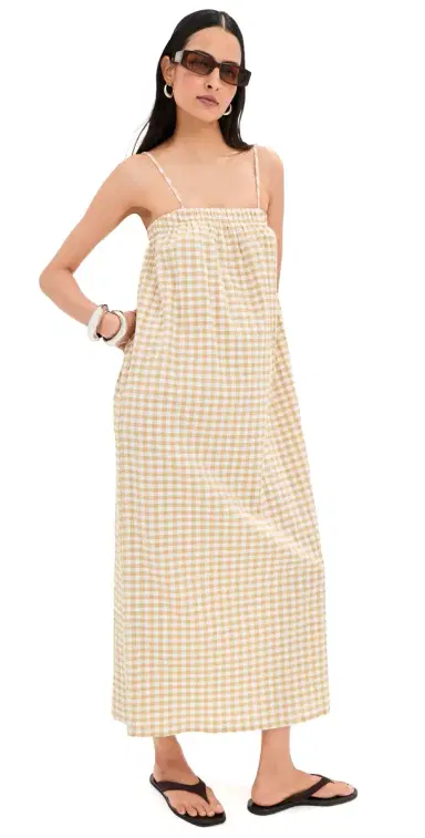 LE BOP Camille Maxi Dress Khaki Check | Thumbnail 1 LE BOP Camille Maxi Dress Khaki Check | Thumbnail 1