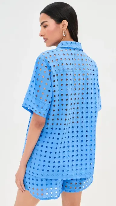 LE BOP eila Button Down Top Marina Blue | Thumbnail 4 LE BOP eila Button Down Top Marina Blue | Thumbnail 4