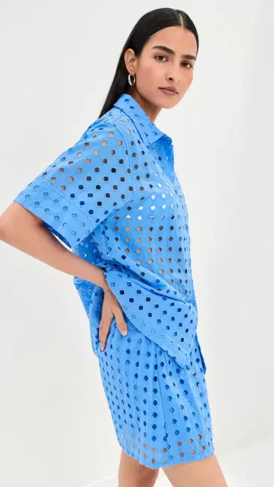 LE BOP eila Button Down Top Marina Blue | Thumbnail 5 LE BOP eila Button Down Top Marina Blue | Thumbnail 5
