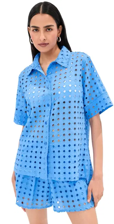LE BOP eila Button Down Top Marina Blue | Thumbnail 1 LE BOP eila Button Down Top Marina Blue | Thumbnail 1