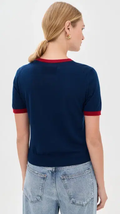Guest In Residence Airy Ringer Tee Navy/Carmine L | Thumbnail 3 Guest In Residence Airy Ringer Tee Navy/Carmine L | Thumbnail 3