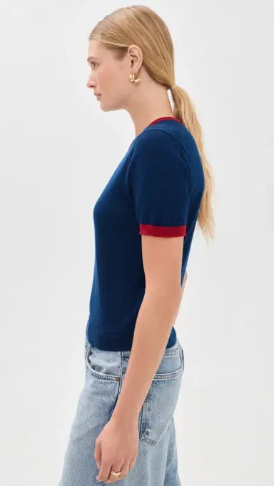Guest In Residence Airy Ringer Tee Navy/Carmine L | Thumbnail 4 Guest In Residence Airy Ringer Tee Navy/Carmine L | Thumbnail 4