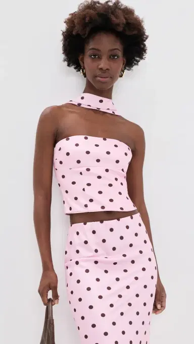Runaway The Label Blaine Reverse Halter Top usk/Choc Polka | Thumbnail 2 Runaway The Label Blaine Reverse Halter Top usk/Choc Polka | Thumbnail 2