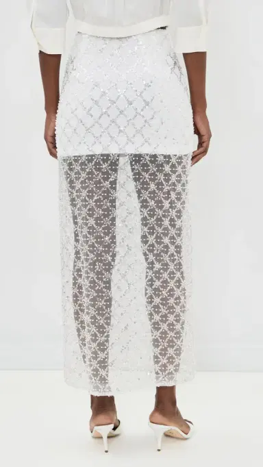 endless rose Embellished esh Maxi Skirt White | Thumbnail 3 endless rose Embellished esh Maxi Skirt White | Thumbnail 3