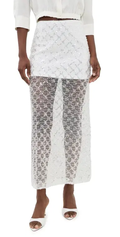 endless rose Embellished esh Maxi Skirt White | Thumbnail 1 endless rose Embellished esh Maxi Skirt White | Thumbnail 1