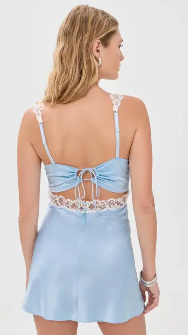 For Love & Lemons Mermaid Slip Dress Blue White | Thumbnail 3 For Love & Lemons Mermaid Slip Dress Blue White | Thumbnail 3
