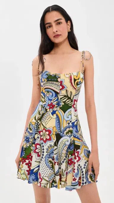 Alice + Olivia Jeanette Paneled Mini Dress Heat Wave | Thumbnail 2 Alice + Olivia Jeanette Paneled Mini Dress Heat Wave | Thumbnail 2