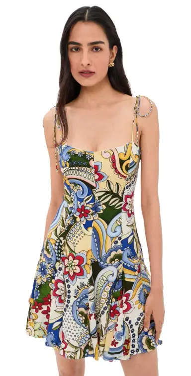 Alice + Olivia Jeanette Paneled Mini Dress Heat Wave | Thumbnail 1 Alice + Olivia Jeanette Paneled Mini Dress Heat Wave | Thumbnail 1