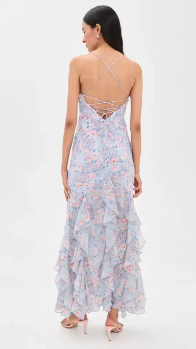 For Love & Lemons Elea Maxi Dress Blue | Thumbnail 3 For Love & Lemons Elea Maxi Dress Blue | Thumbnail 3