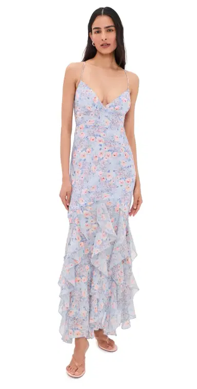 For Love & Lemons Elea Maxi Dress Blue | Thumbnail 1 For Love & Lemons Elea Maxi Dress Blue | Thumbnail 1
