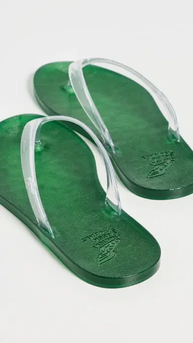 Ancient Greek Sandals Jelly Flip Flops Clear/Green | Thumbnail 4 Ancient Greek Sandals Jelly Flip Flops Clear/Green | Thumbnail 4
