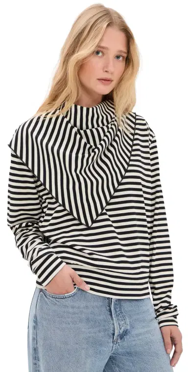 LIONESS Olsen Long Sleeve Top Onyx tripe | Thumbnail 1 LIONESS Olsen Long Sleeve Top Onyx tripe | Thumbnail 1