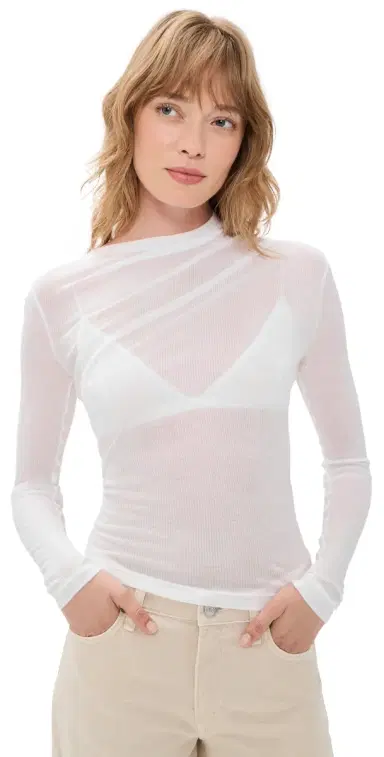 Helmut Lang Sheer Twist Top Optic White | Thumbnail 1 Helmut Lang Sheer Twist Top Optic White | Thumbnail 1