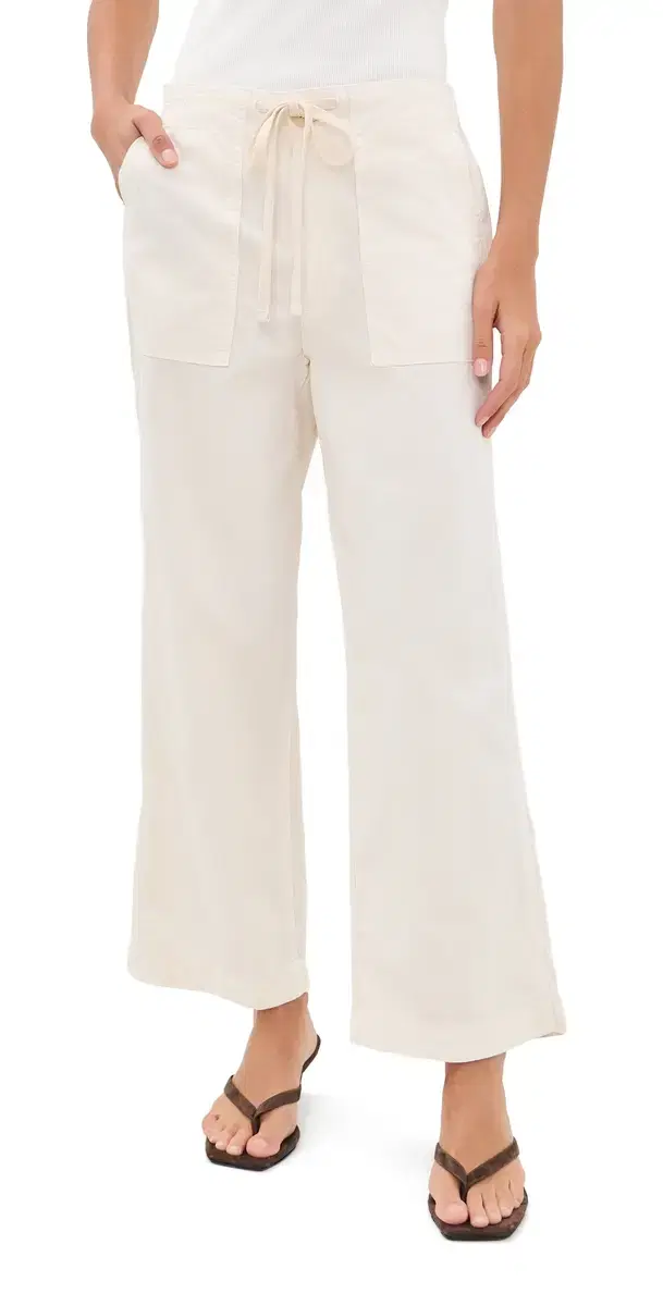 Easy Drawstring Slouch Crop Trousers Bone Easy Drawstring Slouch Crop Trousers Bone
