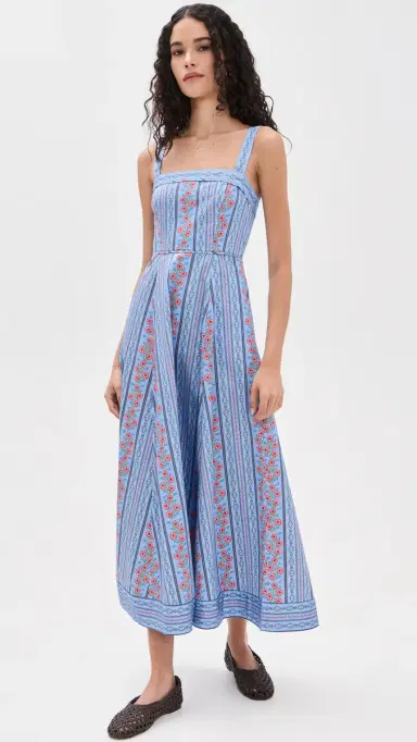 Hill House Home The Ezra Dress Floral Batik Stripe/Blue | Thumbnail 2 Hill House Home The Ezra Dress Floral Batik Stripe/Blue | Thumbnail 2