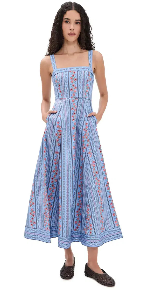 The Ezra Dress Floral Batik Stripe/Blue The Ezra Dress Floral Batik Stripe/Blue