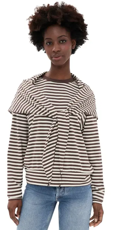 Lioness Olsen Long Sleeve Tee DARK CHOCOLATE TRIPE | Thumbnail 1 Lioness Olsen Long Sleeve Tee DARK CHOCOLATE TRIPE | Thumbnail 1
