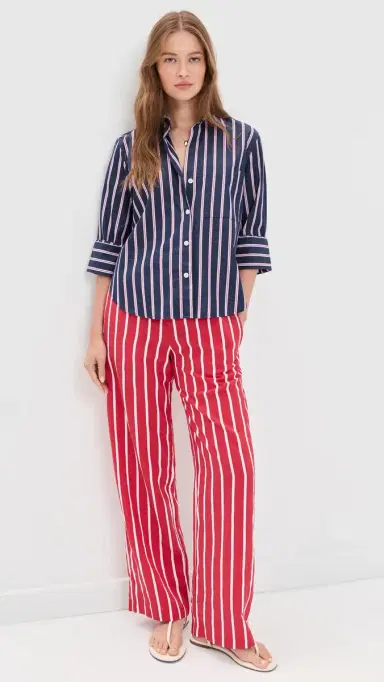 Madewell The ignature Y-Neck Shirt in Poplin Multi tripe/Classic Indigo | Thumbnail 5 Madewell The ignature Y-Neck Shirt in Poplin Multi tripe/Classic Indigo | Thumbnail 5