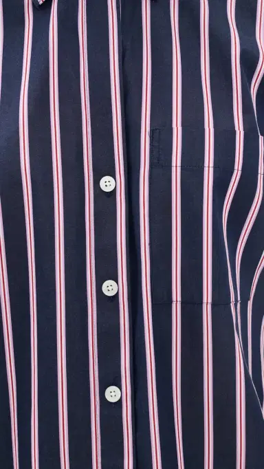 Madewell The ignature Y-Neck Shirt in Poplin Multi tripe/Classic Indigo | Thumbnail 6 Madewell The ignature Y-Neck Shirt in Poplin Multi tripe/Classic Indigo | Thumbnail 6