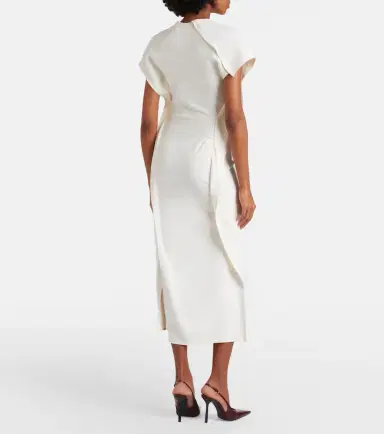 Victoria Beckham Victoria draped crêpe satin midi dress | Thumbnail 3 Victoria Beckham Victoria draped crêpe satin midi dress | Thumbnail 3