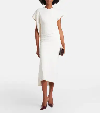 Victoria Beckham Victoria draped crêpe satin midi dress | Thumbnail 4 Victoria Beckham Victoria draped crêpe satin midi dress | Thumbnail 4