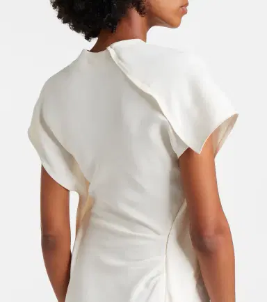 Victoria Beckham Victoria draped crêpe satin midi dress | Thumbnail 5 Victoria Beckham Victoria draped crêpe satin midi dress | Thumbnail 5