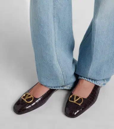 Valentino Garavani VLogo croc-effect leather ballet flats | Thumbnail 6 Valentino Garavani VLogo croc-effect leather ballet flats | Thumbnail 6