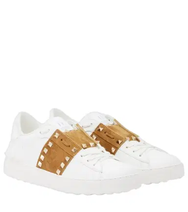 Valentino Garavani Rockstud suede-trimmed leather sneakers | Thumbnail 1 Valentino Garavani Rockstud suede-trimmed leather sneakers | Thumbnail 1