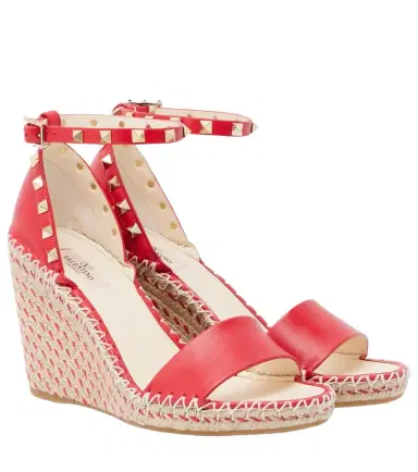 Valentino Garavani Double Rockstud leather espadrille wedges | Thumbnail 1 Valentino Garavani Double Rockstud leather espadrille wedges | Thumbnail 1