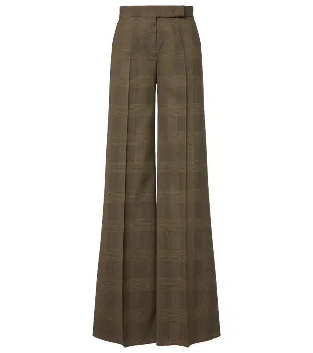 Checked virgin wool wide-leg pants Checked virgin wool wide-leg pants