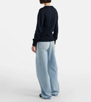 Bottega Veneta Intrecciato leather-trimmed wide-leg jeans | Thumbnail 2 Bottega Veneta Intrecciato leather-trimmed wide-leg jeans | Thumbnail 2