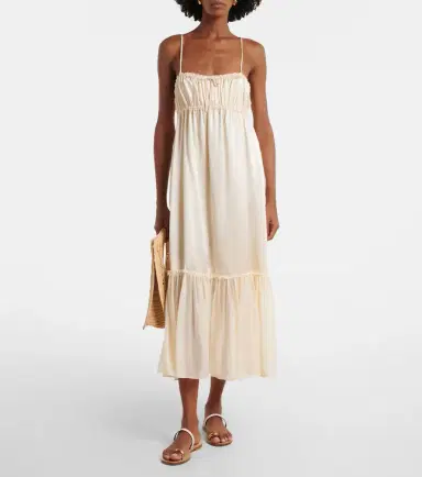Ulla Johnson Marielle ruched silk midi dress | Thumbnail 4 Ulla Johnson Marielle ruched silk midi dress | Thumbnail 4