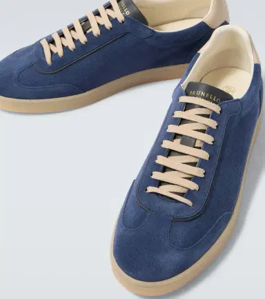 Brunello Cucinelli Leather-trimmed suede sneakers | Thumbnail 2 Brunello Cucinelli Leather-trimmed suede sneakers | Thumbnail 2