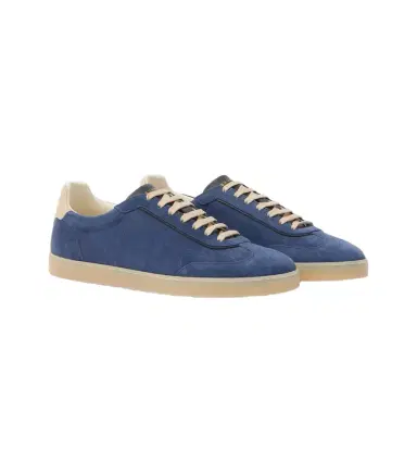 Brunello Cucinelli Leather-trimmed suede sneakers | Thumbnail 1 Brunello Cucinelli Leather-trimmed suede sneakers | Thumbnail 1