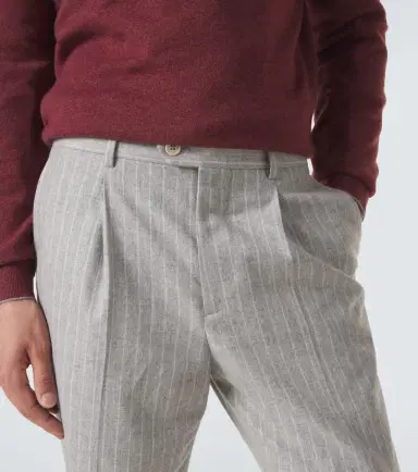 Brunello Cucinelli Pinstripe wool and cashmere tapered pants | Thumbnail 2 Brunello Cucinelli Pinstripe wool and cashmere tapered pants | Thumbnail 2