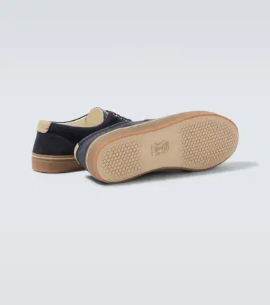 Brunello Cucinelli Leather-trimmed suede sneakers | Thumbnail 2 Brunello Cucinelli Leather-trimmed suede sneakers | Thumbnail 2