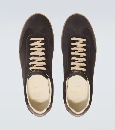 Brunello Cucinelli Leather-trimmed suede sneakers | Thumbnail 3 Brunello Cucinelli Leather-trimmed suede sneakers | Thumbnail 3