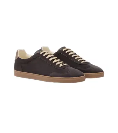 Brunello Cucinelli Leather-trimmed suede sneakers | Thumbnail 1 Brunello Cucinelli Leather-trimmed suede sneakers | Thumbnail 1