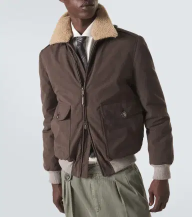 Brunello Cucinelli Shearling-trimmed blouson jacket | Thumbnail 4 Brunello Cucinelli Shearling-trimmed blouson jacket | Thumbnail 4
