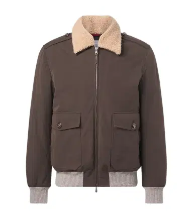 Brunello Cucinelli Shearling-trimmed blouson jacket | Thumbnail 1 Brunello Cucinelli Shearling-trimmed blouson jacket | Thumbnail 1