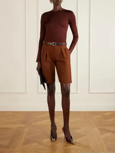 Saint Laurent Pleated Cashmere Shorts | Thumbnail 2 Saint Laurent Pleated Cashmere Shorts | Thumbnail 2