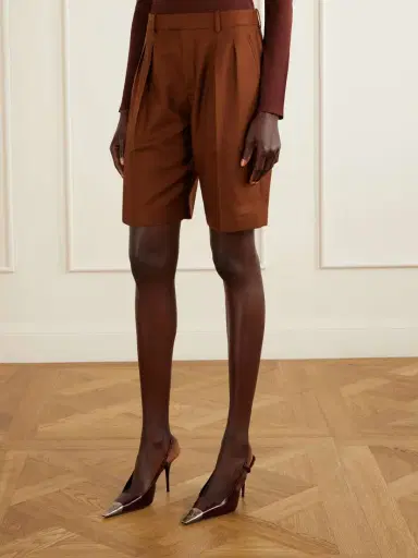 Saint Laurent Pleated Cashmere Shorts | Thumbnail 3 Saint Laurent Pleated Cashmere Shorts | Thumbnail 3