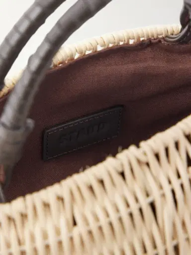 Staud Cleo Fish Mini Leather-trimmed Raffia Tote | Thumbnail 6 Staud Cleo Fish Mini Leather-trimmed Raffia Tote | Thumbnail 6