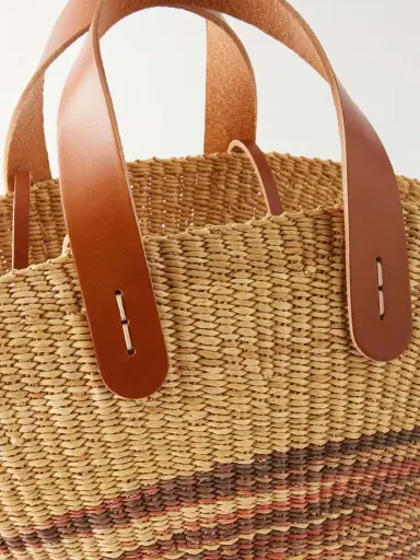 MUUÑ Pacha Striped Leather-trimmed Raffia Tote | Thumbnail 5 MUUÑ Pacha Striped Leather-trimmed Raffia Tote | Thumbnail 5